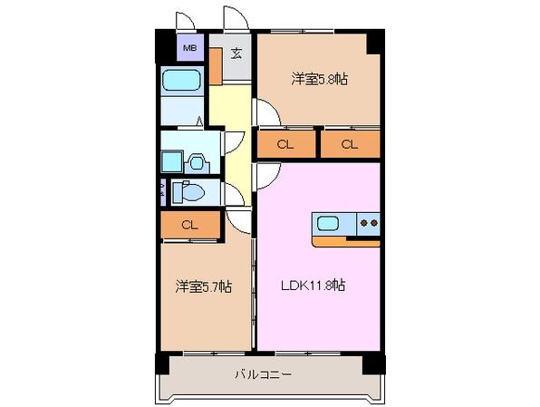 中川原駅 徒歩13分 5階の物件間取画像